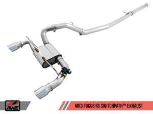 AWE Tuning - AWE Tuning Ford Focus RS SwitchPath Cat-back Exhaust - Chrome Silver Tips - Image 1