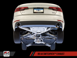 AWE Tuning - AWE Tuning Audi B9 A4 SwitchPath Exhaust Dual Outlet - Chrome Silver Tips (Includes DP and Remote) - Image 3