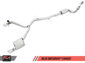 AWE Tuning - AWE Tuning Audi B9 A5 SwitchPath Exhaust Dual Outlet - Chrome Silver Tips (Includes DP and Remote) - Image 1