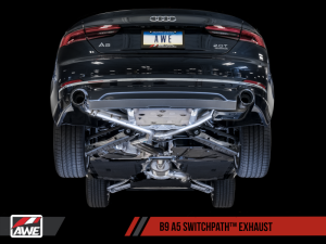 AWE Tuning - AWE Tuning Audi B9 A5 SwitchPath Exhaust Dual Outlet - Chrome Silver Tips (Includes DP and Remote) - Image 3