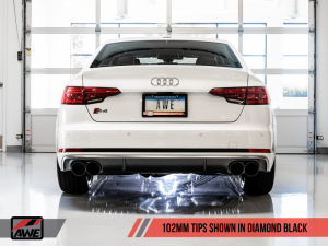 AWE Tuning - AWE Tuning Audi B9 S4 SwitchPath Exhaust - Non-Resonated (Black 102mm Tips) - Image 3