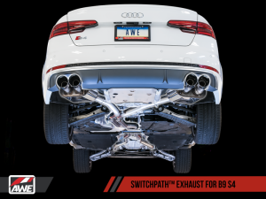 AWE Tuning - AWE Tuning Audi B9 S4 SwitchPath Exhaust - Non-Resonated (Black 102mm Tips) - Image 6