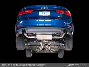 AWE Tuning - AWE Tuning Audi 8V A3 Touring Edition Exhaust - Dual Outlet Chrome Silver 90 mm Tips - Image 2
