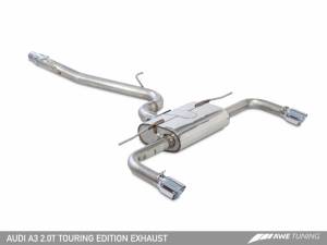 AWE Tuning - AWE Tuning Audi 8V A3 Touring Edition Exhaust - Dual Outlet Chrome Silver 90 mm Tips - Image 5