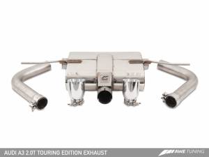 AWE Tuning - AWE Tuning Audi 8V A3 Touring Edition Exhaust - Dual Outlet Chrome Silver 90 mm Tips - Image 7