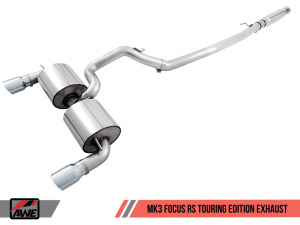 AWE Tuning - AWE Tuning Ford Focus RS Touring Edition Cat-back Exhaust- Resonated - Chrome Silver Tips - Image 1