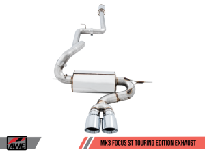 AWE Tuning - AWE Tuning Ford Focus ST Touring Edition Cat-back Exhaust - Resonated - Chrome Silver Tips - Image 2