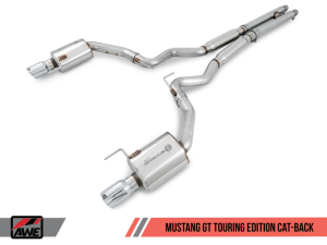 AWE Tuning - AWE Tuning S550 Mustang GT Cat-back Exhaust - Touring Edition (Chrome Silver Tips) - Image 1