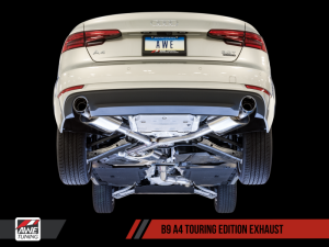 AWE Tuning - AWE Tuning Audi B9 A4 Touring Edition Exhaust Dual Outlet - Chrome Silver Tips (Includes DP) - Image 3
