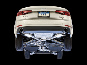AWE Tuning - AWE Tuning Audi B9 A4 Touring Edition Exhaust Dual Outlet - Chrome Silver Tips (Includes DP) - Image 8