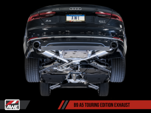 AWE Tuning - AWE Tuning Audi B9 A5 Touring Edition Exhaust Dual Outlet - Chrome Silver Tips (Includes DP) - Image 3