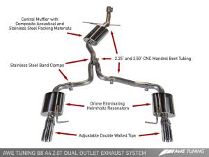 AWE Tuning - AWE Tuning Audi B8 A4 Touring Edition Exhaust - Dual Outlet Polished Silver Tips - Image 5