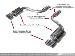 AWE Tuning - AWE Tuning Panamera 2/4 Touring Edition Exhaust (2011-2013) - w/Chrome Silver Tips - Image 1