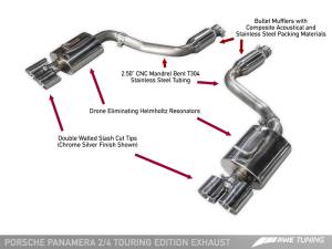 AWE Tuning - AWE Tuning Panamera 2/4 Touring Edition Exhaust (2011-2013) - w/Chrome Silver Tips - Image 6