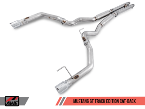 AWE Tuning - AWE Tuning S550 Mustang GT Cat-back Exhaust - Track Edition (Chrome Silver Tips) - Image 1