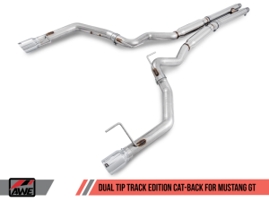 AWE Tuning - AWE Tuning S550 Mustang GT Cat-back Exhaust - Track Edition (Chrome Silver Tips) - Image 6