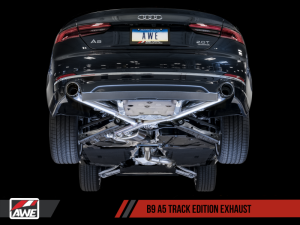 AWE Tuning - AWE Tuning Audi B9 A5 Track Edition Exhaust Dual Outlet - Chrome Silver Tips (Includes DP) - Image 3