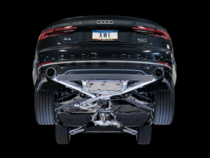 AWE Tuning - AWE Tuning Audi B9 A5 Track Edition Exhaust Dual Outlet - Chrome Silver Tips (Includes DP) - Image 7