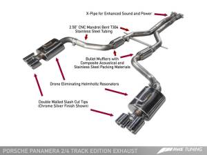AWE Tuning - AWE Tuning Panamera 2/4 Track Edition Exhaust (2011-2013) - w/Chrome Silver Tips - Image 1
