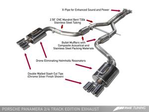 AWE Tuning - AWE Tuning Panamera 2/4 Track Edition Exhaust (2011-2013) - w/Chrome Silver Tips - Image 3