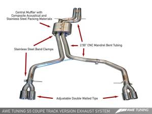 AWE Tuning - AWE Tuning Audi B8 S5 4.2L Track Edition Exhaust System - Polished Silver Tips - Image 1