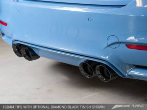 AWE Tuning - AWE Tuning BMW F8X M3/M4 Resonated Track Edition Exhaust - Diamond Black Tips (102mm) - Image 3