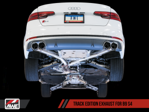 AWE Tuning - AWE Tuning Audi B9 S4 Track Edition Exhaust - Non-Resonated (Black 102mm Tips) - Image 4