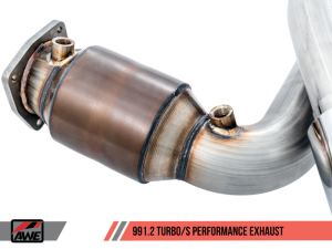 AWE Tuning - AWE Tuning Porsche 991 Turbo Performance Exhaust and High-Flow Cat Sections - Black Quad Tips - Image 8