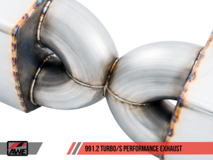 AWE Tuning - AWE Tuning Porsche 991.2 Turbo Performance Exhaust and High-Flow Cat Sections - Silver Quad Tips - Image 2