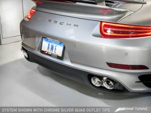 AWE Tuning - AWE Tuning Porsche 991.1 Turbo Performance Exhaust and High-Flow Cats - Silver Quad Tips - Image 3
