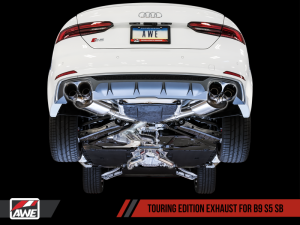 AWE Tuning - AWE Tuning Audi B9 S5 Sportback Touring Edition Exhaust - Non-Resonated (Black 90mm Tips) - Image 2