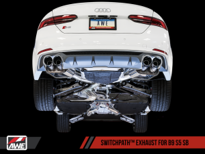 AWE Tuning - AWE Tuning Audi B9 S5 Sportback SwitchPath Exhaust - Non-Resonated (Silver 90mm Tips) - Image 4