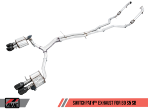 AWE Tuning - AWE Tuning Audi B9 S5 Sportback SwitchPath Exhaust - Non-Resonated (Black 90mm Tips) - Image 1