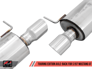 AWE Tuning - AWE Tuning S197 Mustang GT Axle-back Exhaust - Touring Edition (Chrome Silver Tips) - Image 2