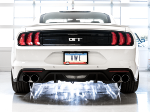 AWE Tuning - AWE Tuning 2018+ Ford Mustang GT (S550) Cat-back Exhaust - Touring Edition (Quad Chrome Silver Tips) - Image 7