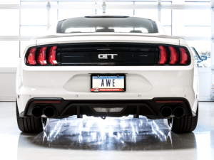 AWE Tuning - AWE Tuning 2018+ Ford Mustang GT (S550) Cat-back Exhaust - Touring Edition (Quad Diamond Black Tips) - Image 5