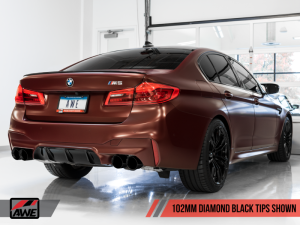 AWE Tuning - AWE Tuning 18-19 BMW F90 M5 SwitchPatch Cat-Back Exhaust- Black Diamond Tips - Image 2