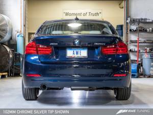 AWE Tuning - AWE Tuning BMW F30 320i Touring Exhaust &amp; Performance Mid Pipe - Chrome Silver Tip (102mm) - Image 3