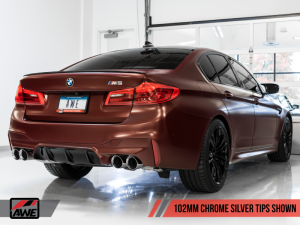 AWE Tuning - AWE Tuning 18-19 BMW M5 (F90) 4.4T AWD Axle-back Exhaust - Track Edition (Chrome Silver Tips) - Image 3