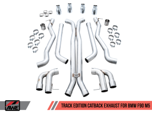 AWE Tuning - AWE Tuning 18-19 BMW M5 (F90) 4.4T AWD Cat-back Exhaust - Track Edition (Chrome Silver Tips) - Image 2