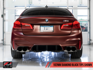 AWE Tuning - AWE Tuning 18-19 BMW M5 (F90) 4.4T AWD Cat-back Exhaust - Track Edition (Diamond Black Tips) - Image 4