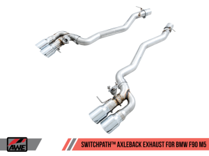 AWE Tuning - AWE Tuning 18-19 BMW M5 (F90) 4.4T AWD SwitchPath Axle-back Exhaust - Chrome Silver Tips - Image 1