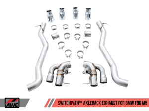 AWE Tuning - AWE Tuning 18-19 BMW M5 (F90) 4.4T AWD SwitchPath Axle-back Exhaust - Chrome Silver Tips - Image 2