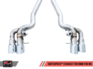 AWE Tuning - AWE Tuning 18-19 BMW M5 (F90) 4.4T AWD SwitchPath Cat-back Exhaust - Chrome Silver Tips - Image 6