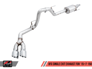 AWE Tuning - AWE Tuning 2015+ Ford F-150 0FG Single Exit Performance Exhaust System w/4.5in Chrome Silver Tips - Image 1