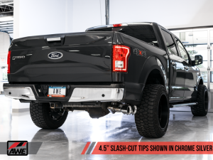 AWE Tuning - AWE Tuning 2015+ Ford F-150 0FG Single Exit Performance Exhaust System w/4.5in Chrome Silver Tips - Image 3