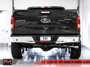 AWE Tuning - AWE Tuning 2015+ Ford F-150 0FG Single Exit Performance Exhaust System w/4.5in Chrome Silver Tips - Image 6
