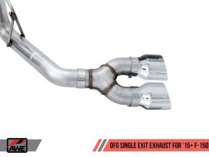 AWE Tuning - AWE Tuning 2015+ Ford F-150 0FG Single Exit Performance Exhaust System w/4.5in Chrome Silver Tips - Image 8