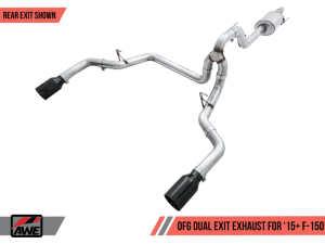 AWE Tuning - AWE Tuning 2015+ Ford F-150 0FG Dual Exit Performance Exhaust System w/5in Diamond Black Tips - Image 1