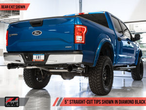 AWE Tuning - AWE Tuning 2015+ Ford F-150 0FG Dual Exit Performance Exhaust System w/5in Diamond Black Tips - Image 6